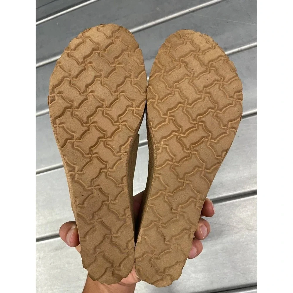 Yokono Wedge‎ Sandals Womens 9 Brown Suede Leather Cork Heel